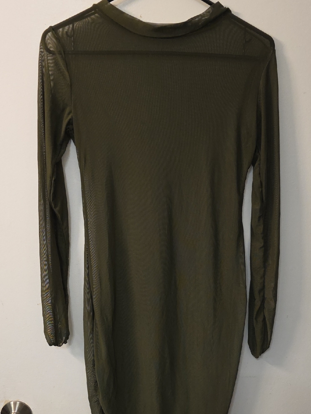 Matte Collection Olive Green Sheer Long Sleeve Swim Coverup XL